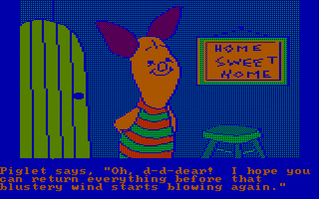 Winnie the Pooh in the Hundred Acre Wood IBM PC/Compatibles Screenshot: Talking to Piglet...