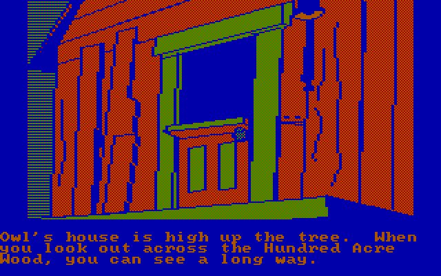 Winnie the Pooh in the Hundred Acre Wood IBM PC/Compatibles Screenshot: Entrance to Owl's house...