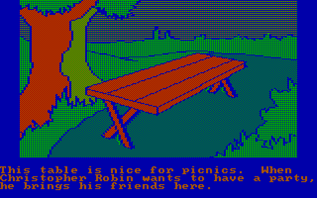 Winnie the Pooh in the Hundred Acre Wood IBM PC/Compatibles Screenshot: Anything hidden under this table?