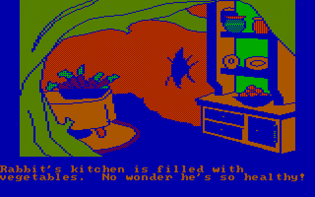Winnie the Pooh in the Hundred Acre Wood IBM PC/Compatibles Screenshot: Rabbit's kitchen...