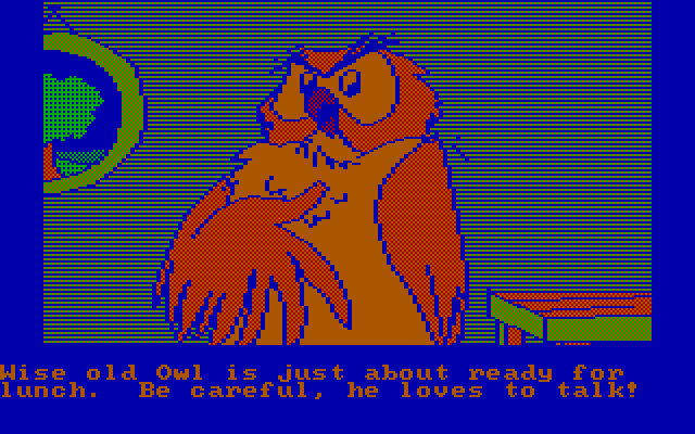 Winnie the Pooh in the Hundred Acre Wood IBM PC/Compatibles Screenshot: Talking to Owl...