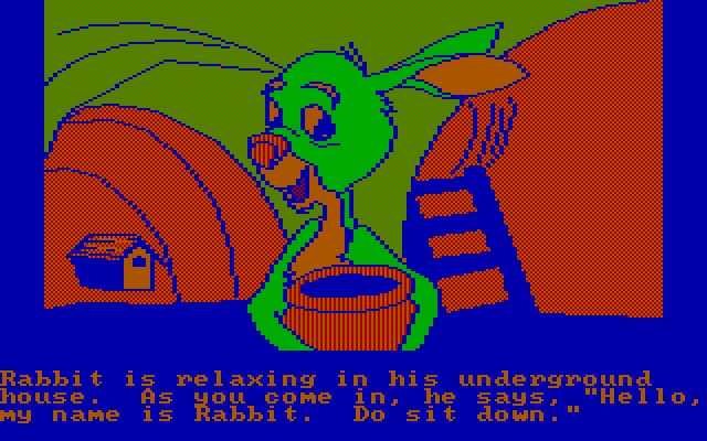 Winnie the Pooh in the Hundred Acre Wood IBM PC/Compatibles Screenshot: Talking to Rabbit...