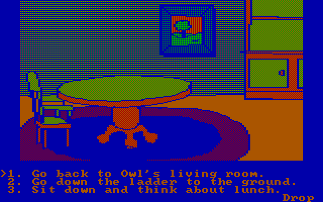 Winnie the Pooh in the Hundred Acre Wood IBM PC/Compatibles Screenshot: Owl's living room...