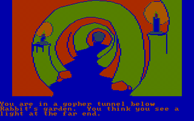 Winnie the Pooh in the Hundred Acre Wood IBM PC/Compatibles Screenshot: A tunnel leading to Rabbit's house...