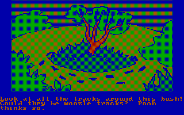 Winnie the Pooh in the Hundred Acre Wood IBM PC/Compatibles Screenshot: Footprints! Could they be woozle tracks?