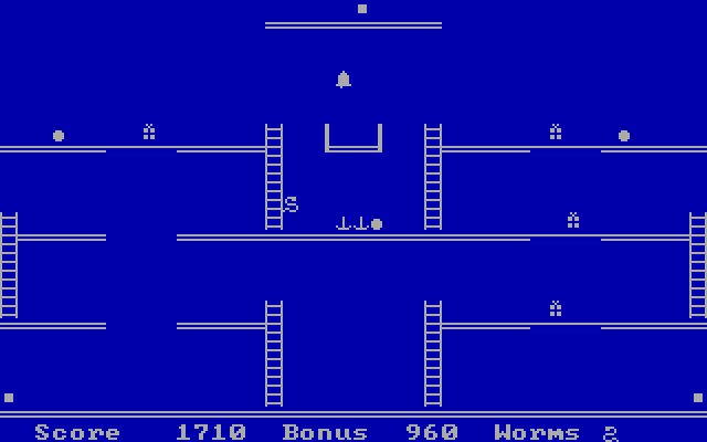 Willy The Worm IBM PC/Compatibles Screenshot: Some sections dissappear after you cross them on this level.