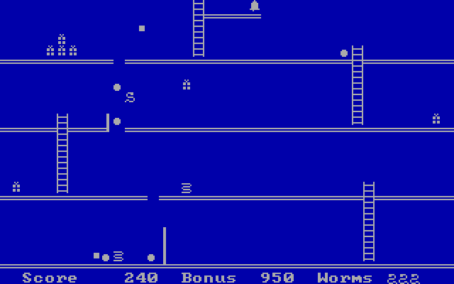 Willy The Worm IBM PC/Compatibles Screenshot: Nearing the top and jumping over a gap.
