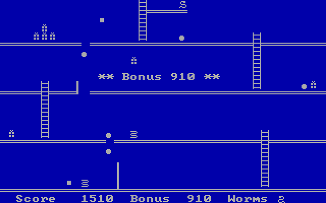 Willy The Worm IBM PC/Compatibles Screenshot: Bonus for completing a level.