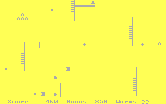 Willy The Worm IBM PC/Compatibles Screenshot: The screen flashes different colors when you lose a life.