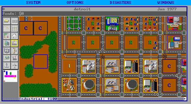 SimCity IBM PC/Compatibles Screenshot: A thriving metropolis.