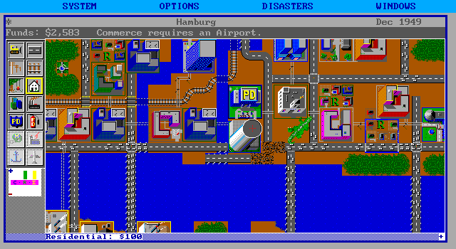SimCity IBM PC/Compatibles Screenshot: A monster attacks!
