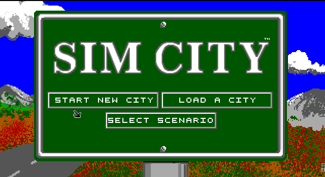 SimCity IBM PC/Compatibles Screenshot: Title screen.