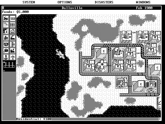 SimCity IBM PC/Compatibles Screenshot: A sea monster emerges and prepares to attack.