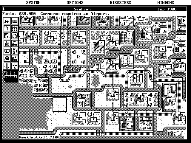 SimCity IBM PC/Compatibles Screenshot: A quiet day in San Francisco.