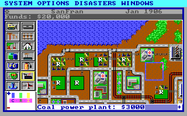 SimCity IBM PC/Compatibles Screenshot: A nice quiet day in San Francisco.