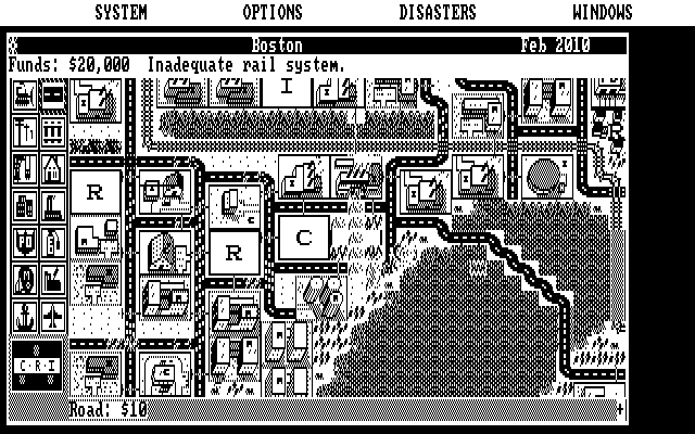 SimCity IBM PC/Compatibles Screenshot: A tornado causes some destruction.