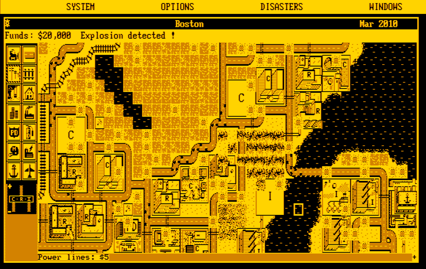SimCity IBM PC/Compatibles Screenshot: We have a nuclear meltdown!