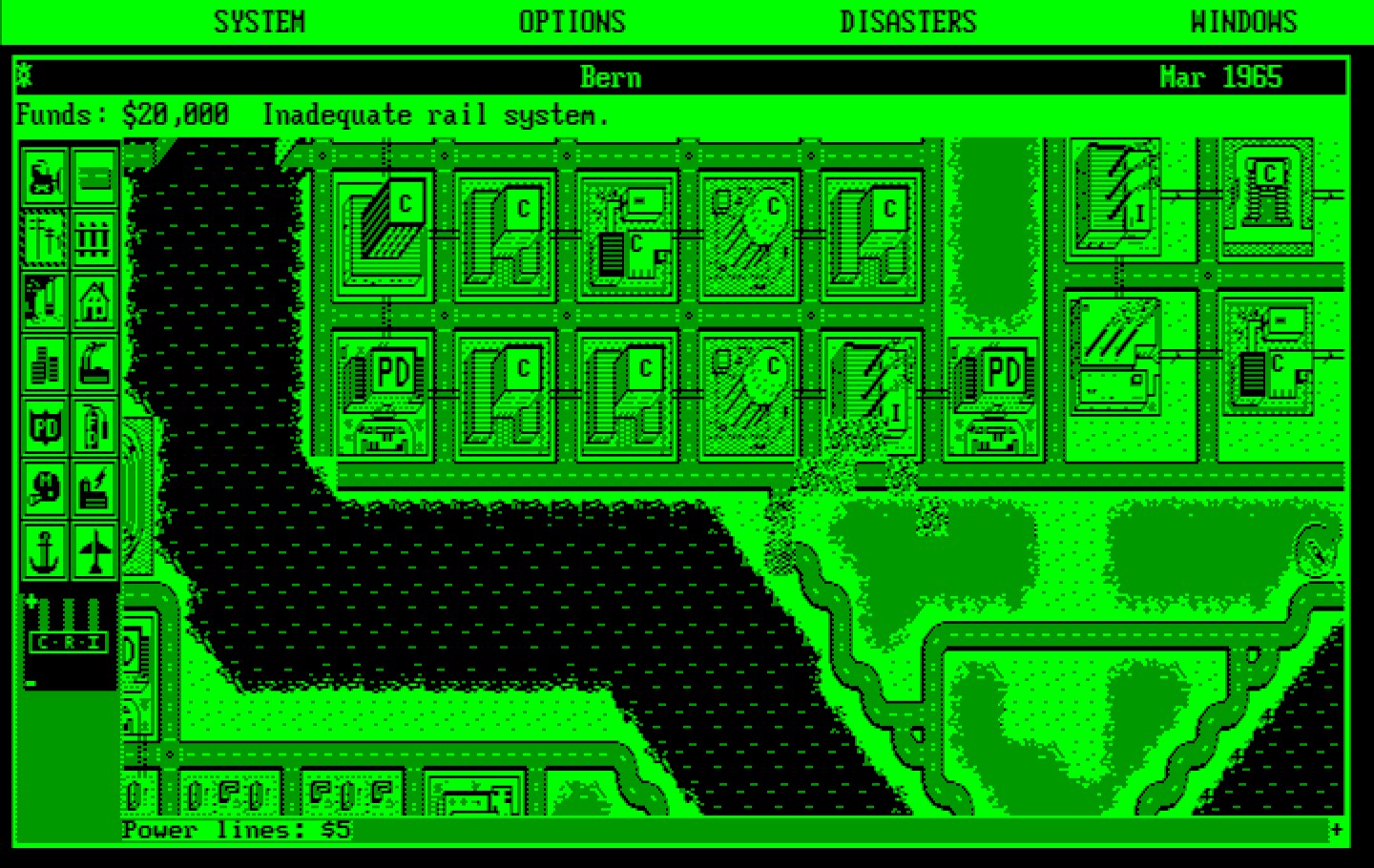 SimCity IBM PC/Compatibles Screenshot: A monster has been causing some destruction.
