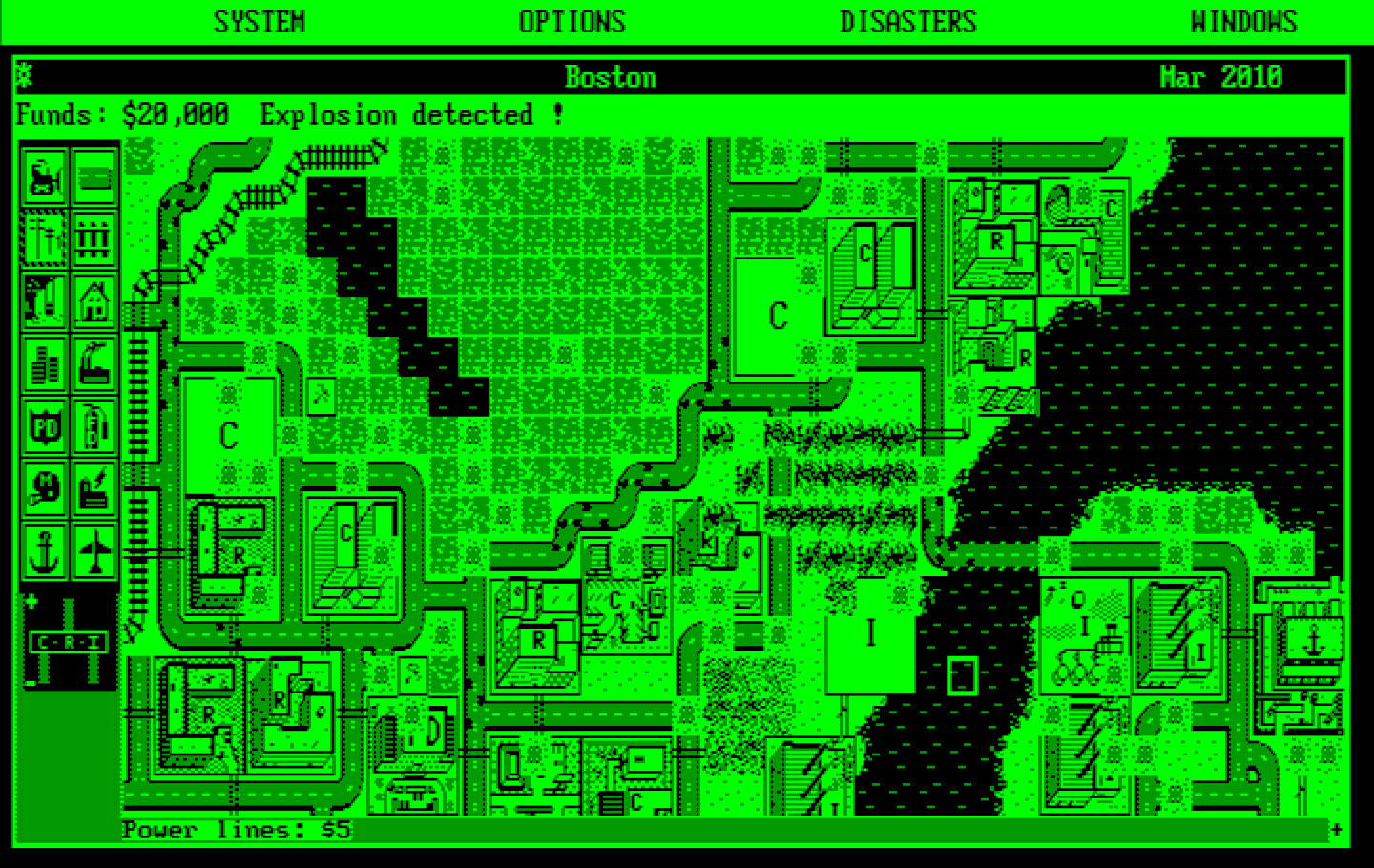 SimCity IBM PC/Compatibles Screenshot: We have a nuclear meltdown!