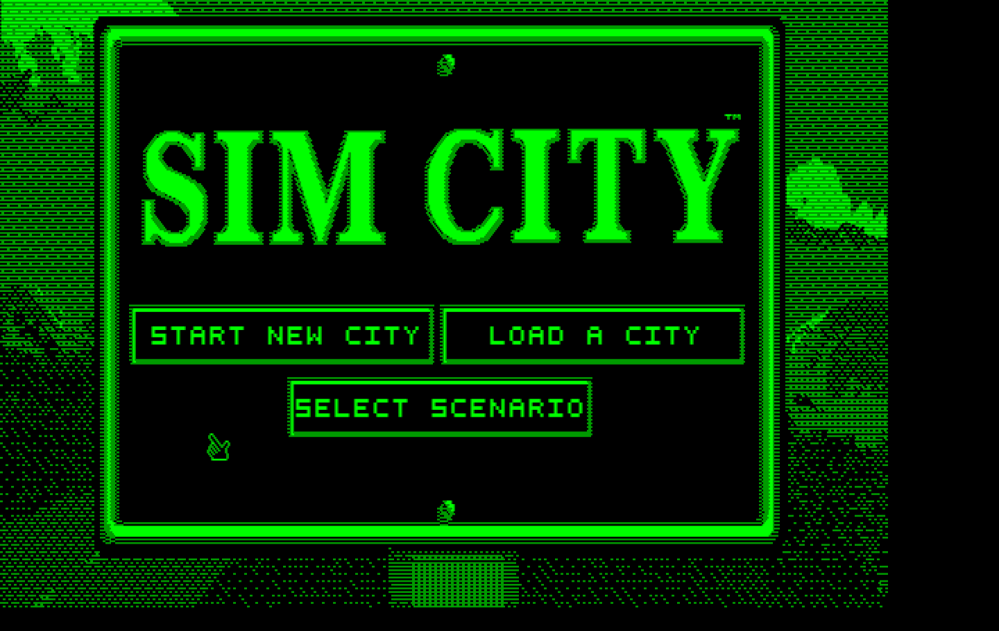 SimCity IBM PC/Compatibles Screenshot: Title screen.