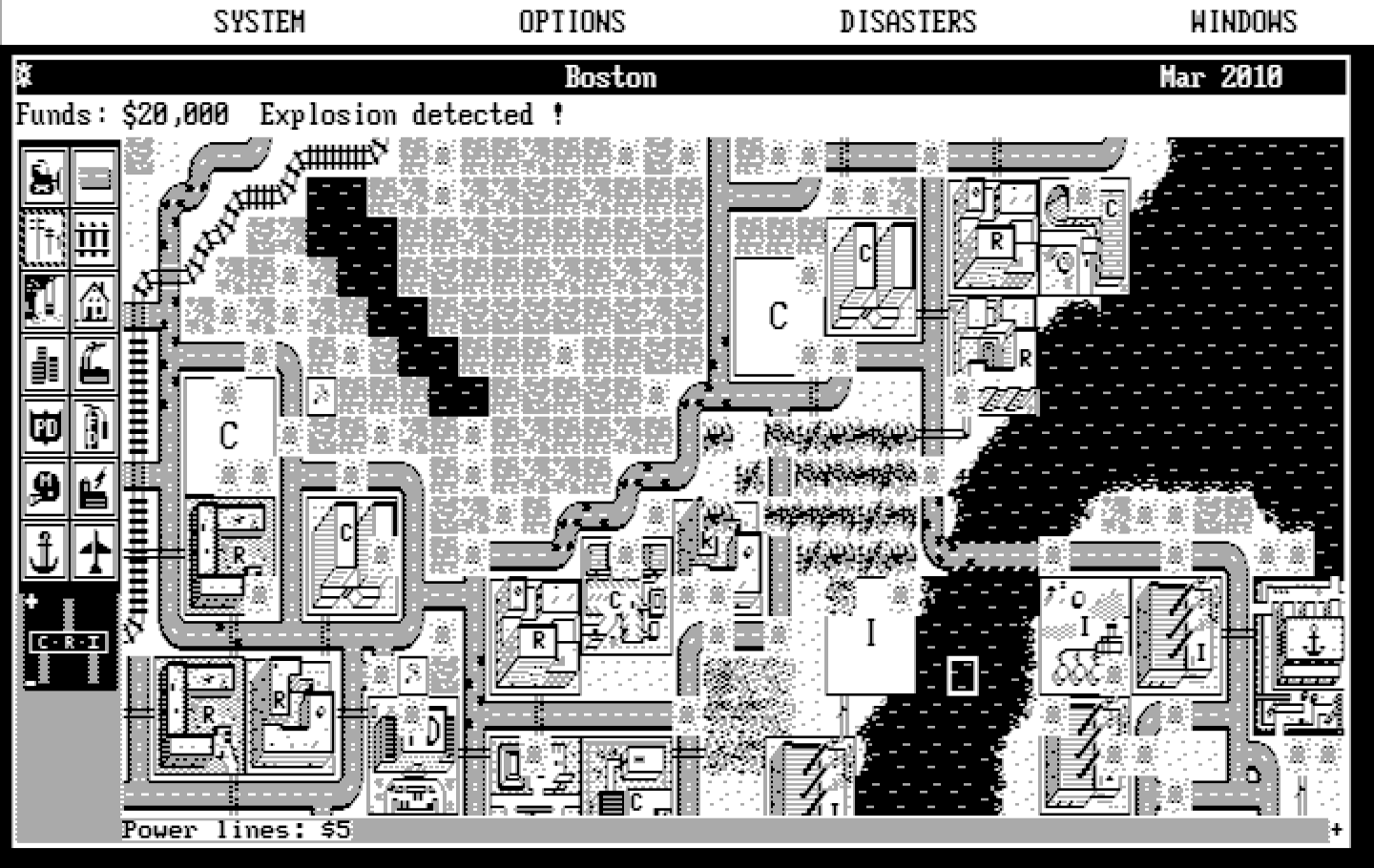 SimCity IBM PC/Compatibles Screenshot: We have a nuclear meltdown!