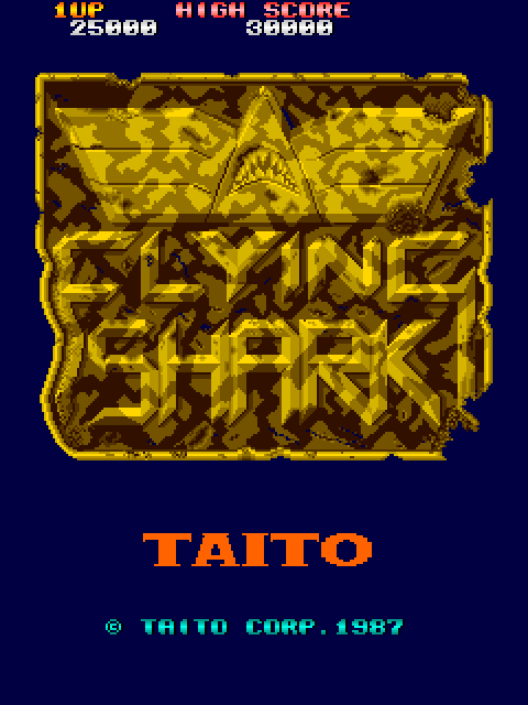 Sky Shark Arcade Screenshot: Title screen (European version).