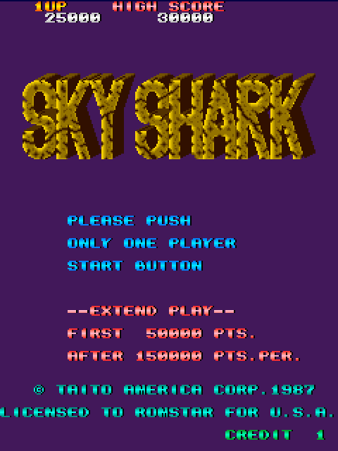 Sky Shark Arcade Screenshot: Ready to begin? (U.S. version).