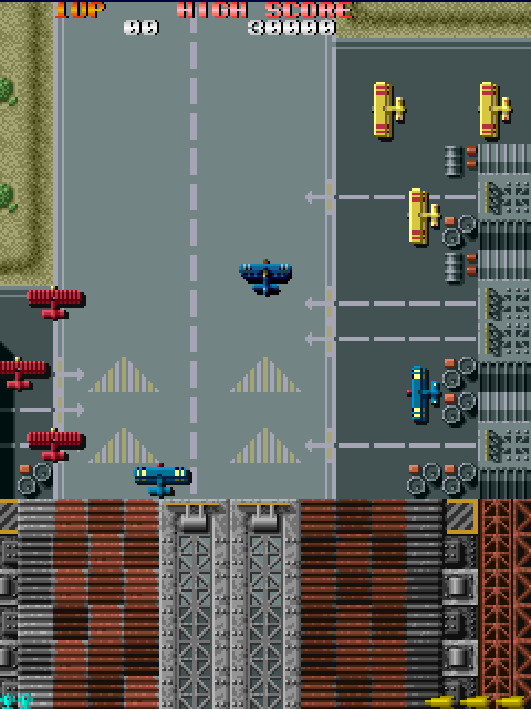 Sky Shark Arcade Screenshot: Game start, my plane takes off...