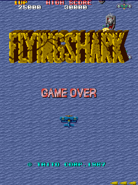 Sky Shark Arcade Screenshot: Attract mode (European version).