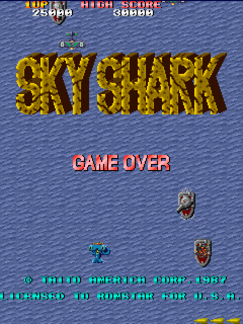 Sky Shark Arcade Screenshot: Attract mode (U.S. version).