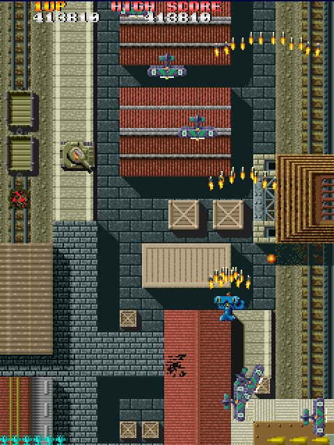 Sky Shark Arcade Screenshot: Watch out for attacks from behind...