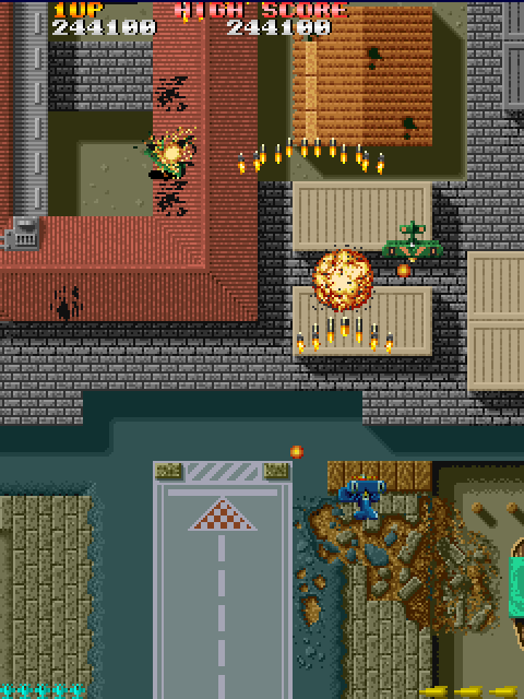 Sky Shark Arcade Screenshot: The terrain varies from level to level.