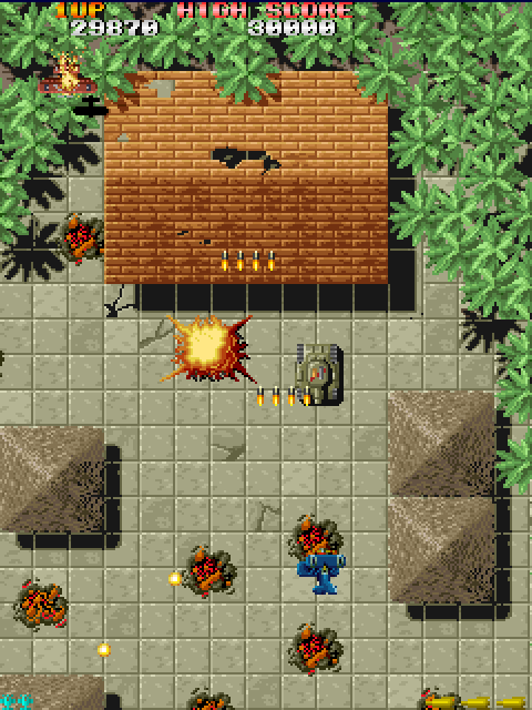 Sky Shark Arcade Screenshot: Shooting some more tanks...