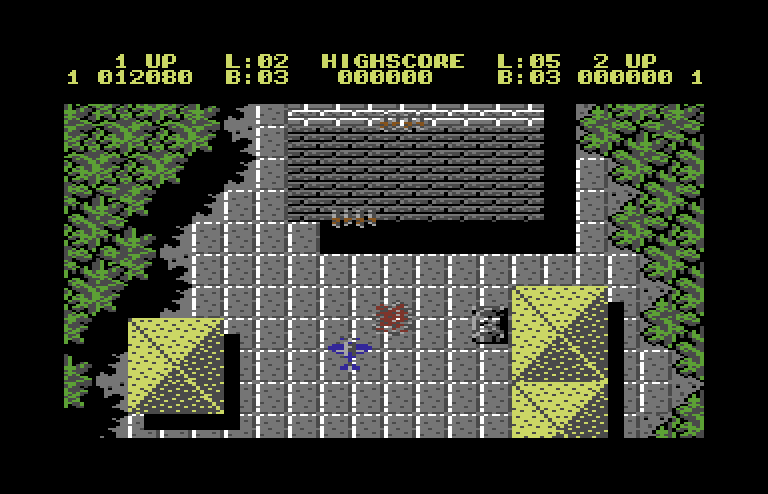 Sky Shark Commodore 64 Screenshot: Tank destroyed!
