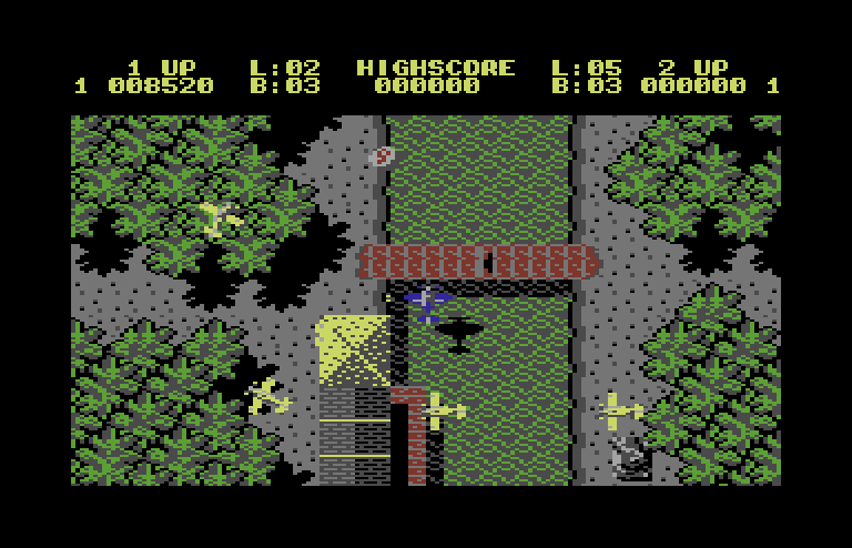 Sky Shark Commodore 64 Screenshot: Shoot an entire formation for bonus points.