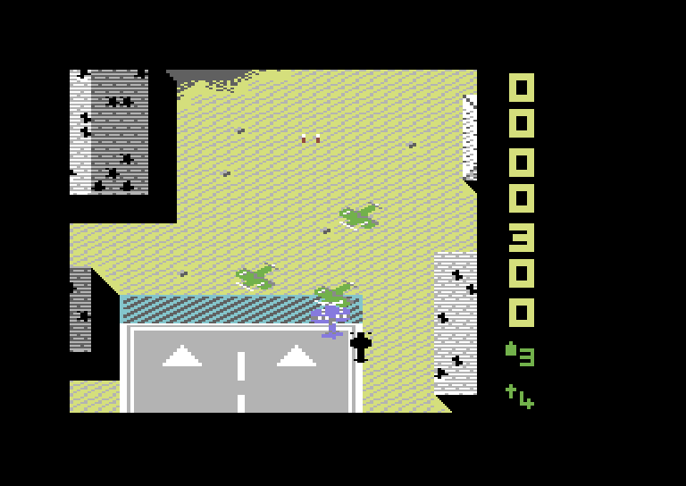 Sky Shark Commodore 64 Screenshot: Careful, don't crash into enemy planes!