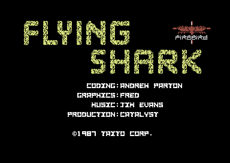 Sky Shark Commodore 64 Screenshot: Title screen.