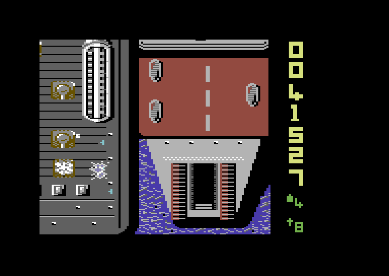 Sky Shark Commodore 64 Screenshot: I was hit by a tank!