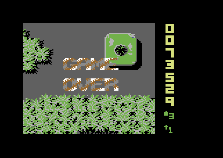 Sky Shark Commodore 64 Screenshot: Game over.