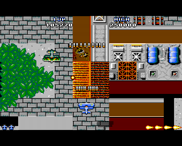 Sky Shark Amiga Screenshot: The terrain throughout the game is ever changing...