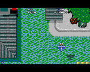 Sky Shark for Amiga - Tanks sometimes hide behind trees.