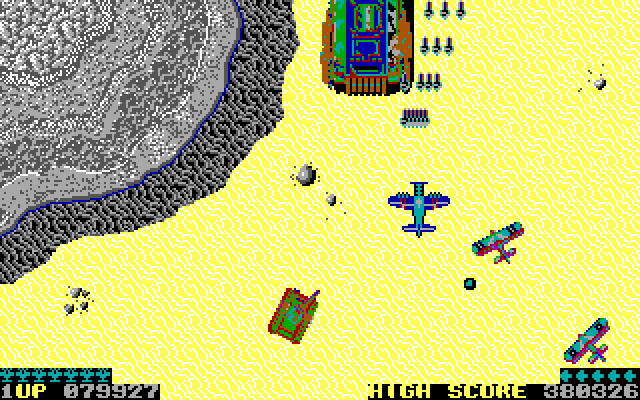 Sky Shark IBM PC/Compatibles Screenshot: This large tank is dangerous!