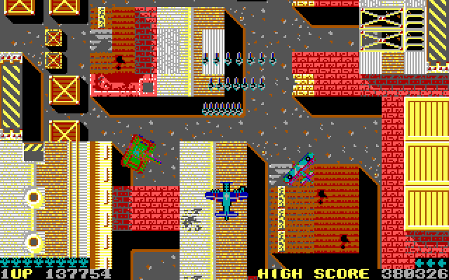 Sky Shark IBM PC/Compatibles Screenshot: Some more tanks and planes arrive...