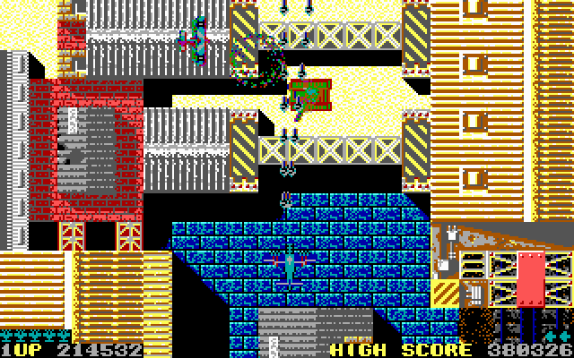 Sky Shark IBM PC/Compatibles Screenshot: The terrain is ever changing...