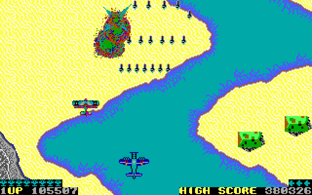 Sky Shark IBM PC/Compatibles Screenshot: A few opponents destrooyed...