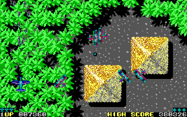 Sky Shark IBM PC/Compatibles Screenshot: Enemy planes are everywhere!
