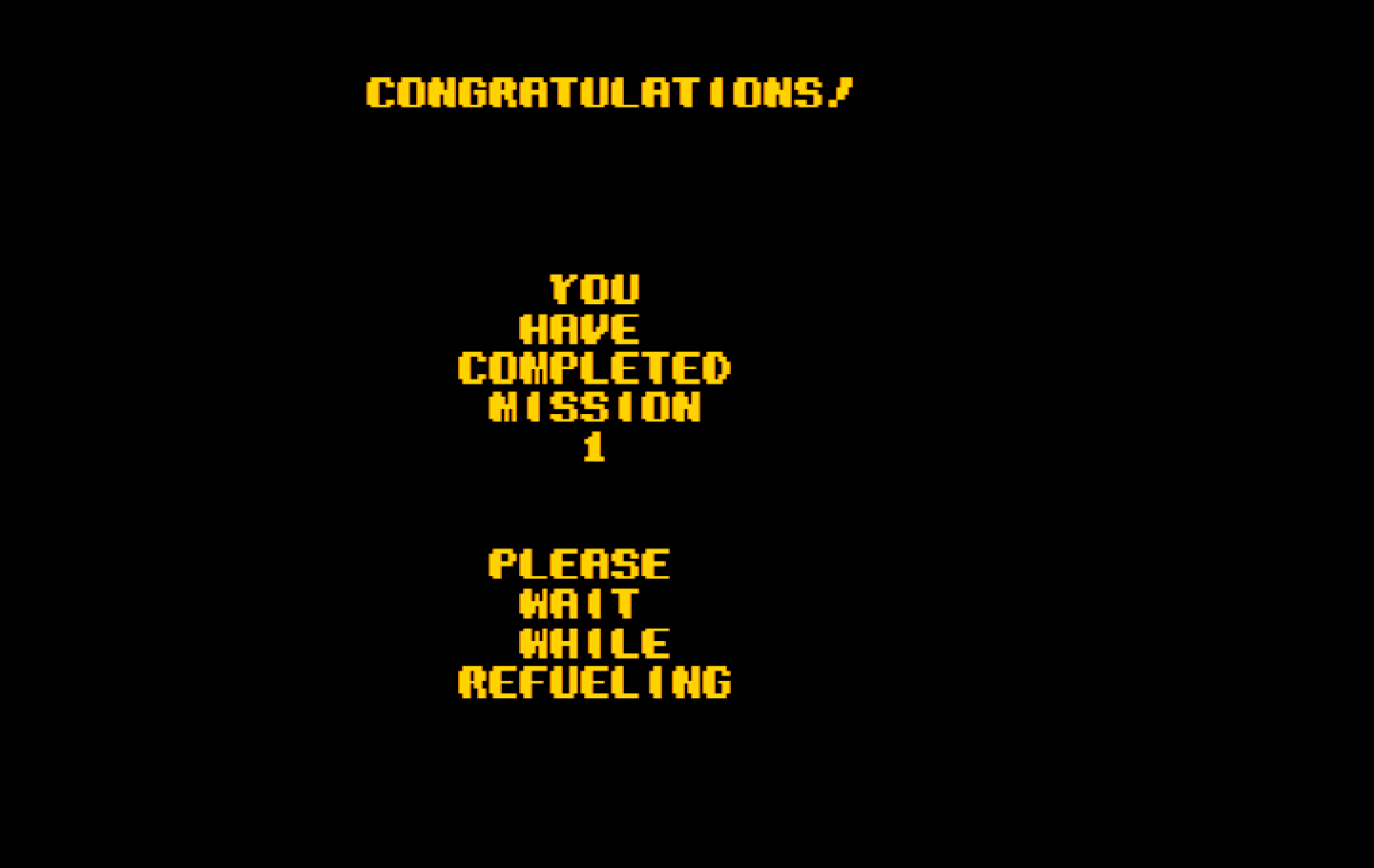 Sky Shark IBM PC/Compatibles Screenshot: Mission 1 completed!