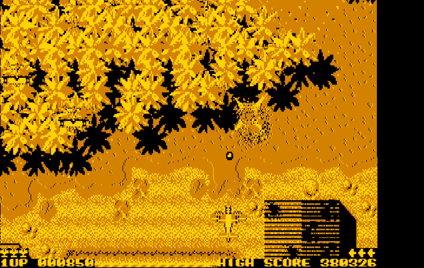 Sky Shark IBM PC/Compatibles Screenshot: Enemy plane destroyed!