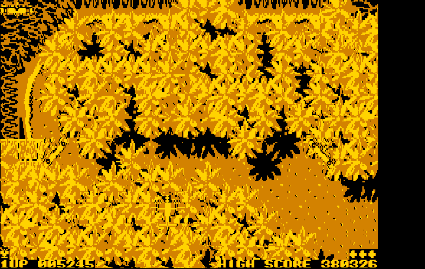 Sky Shark IBM PC/Compatibles Screenshot: Planes attack from various directions.