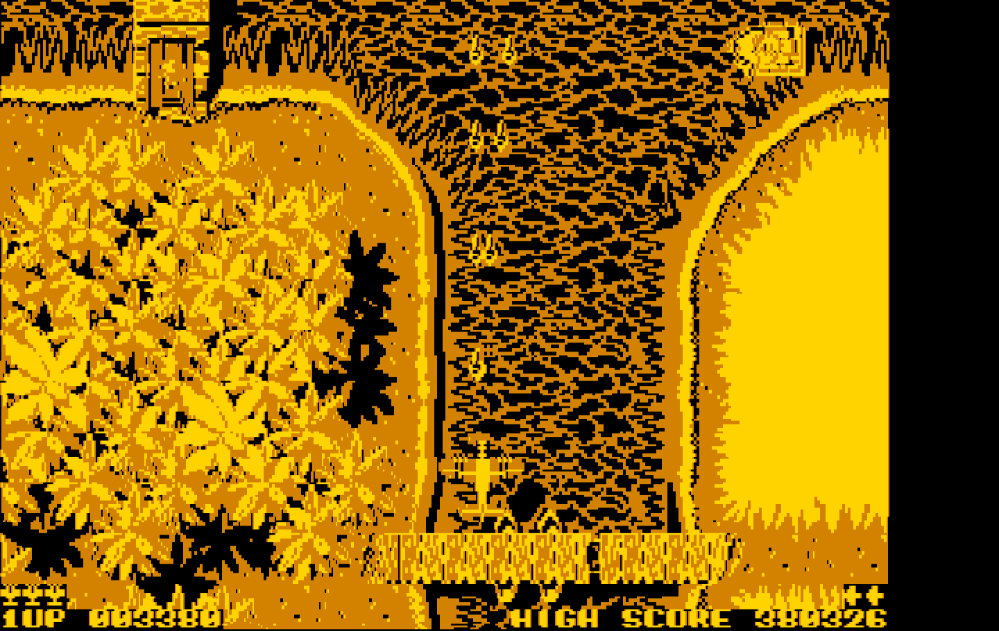 Sky Shark IBM PC/Compatibles Screenshot: The players plane has a more powerful weapon now.